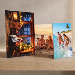 Fotolibro booklet 20x30 moderno senza supporti, stampato con foto ricordo di una vacanza di famiglia al mare.